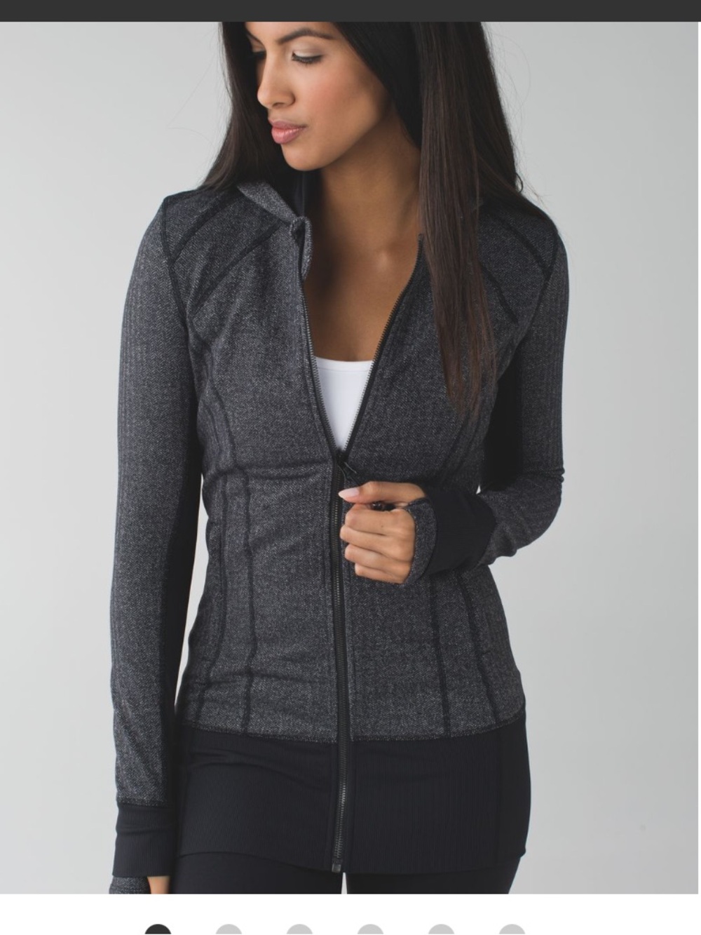 Lululemon- Sz 12- Daily Practice Jacket- Grey Houndstooth- *Flawed*